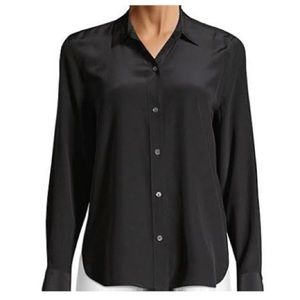 Saks Fifth Avenue black silk button down shirt